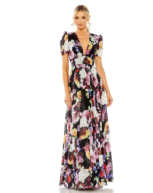 women's halter dressesMac Duggal 55933 Long Floral Formal Prom Dress