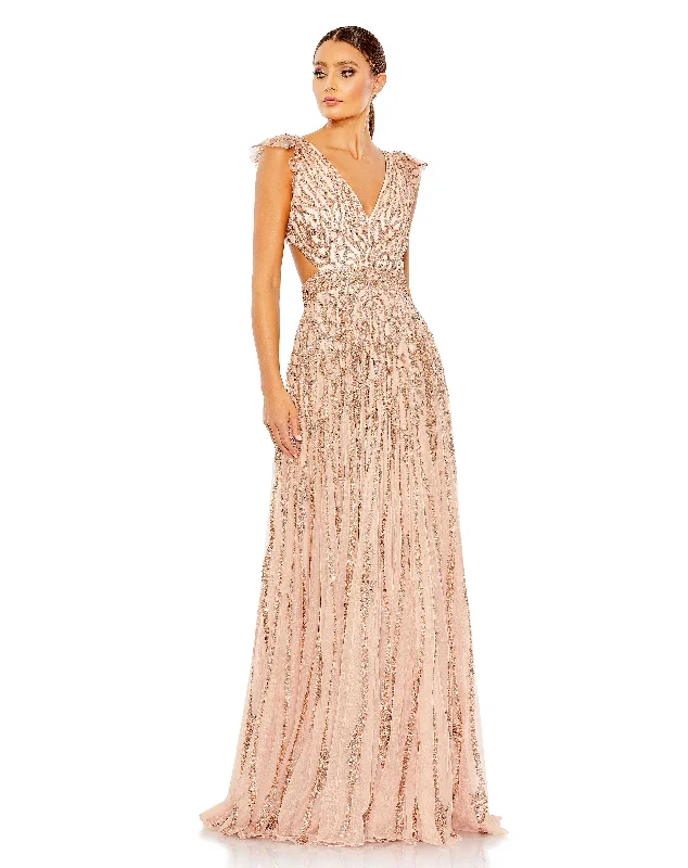 women's empire-line dressesMac Duggal A5682 Formal Long Sequins A Line Prom Gown