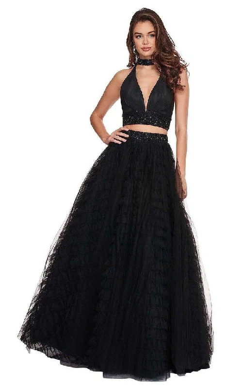 women's designer dressesRachel Allan Prom Long Halter Beaded Ball Gown 6524