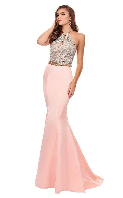 women's bridesmaid dressesRachel Allan Long Two Piece Prom Halter Dress 6478