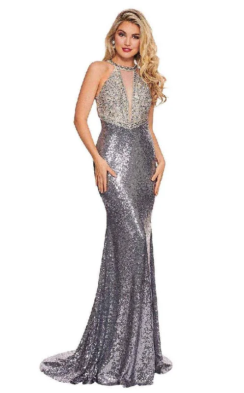 women's stretchy dressesRachel Allan Prom Long Halter Trumpet Dress 6630