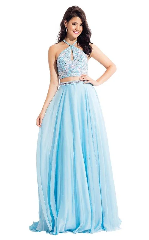 women's wedding guest dressesRachel Allan Prom Long Halter Two Piece Dress 6063