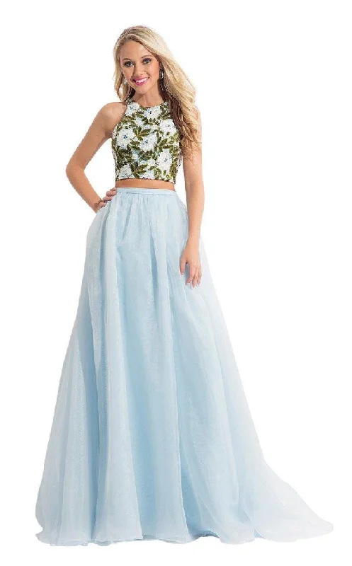 women's neon dressesRachel Allan Prom Long Two Piece Halter Gown 6151