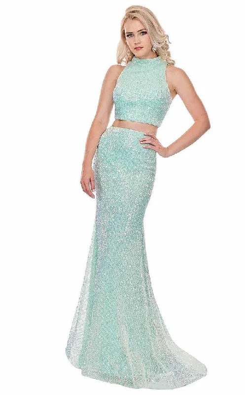 women's ball gown dressesRachel Allan Prom Long Two Piece Halter Dress 6450