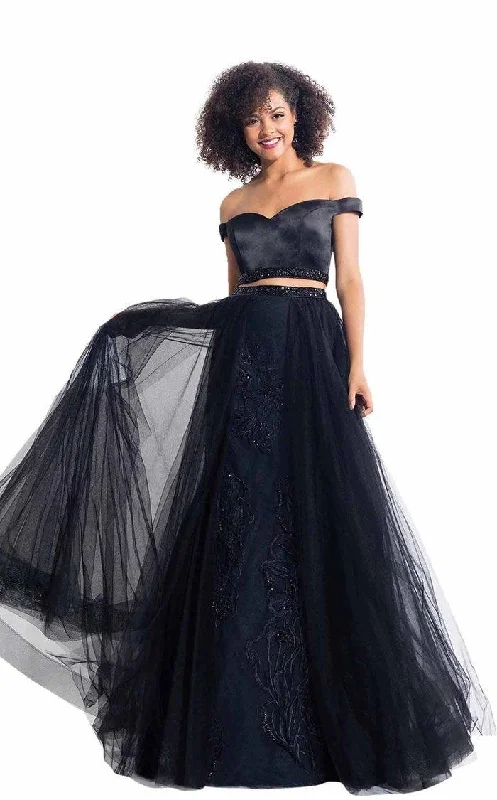 women's denim dressesRachel Allan Prom Two Piece Long Formal Dress 6198