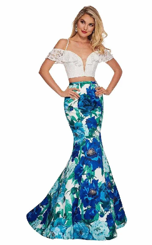 women's high-low dressesRachel Allan Prom Long Two Piece Floral Dress 6449