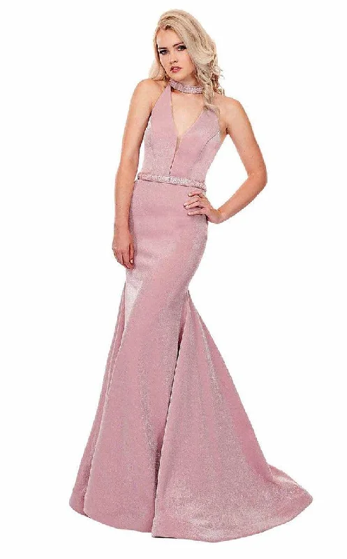 women's off-the-shoulder dressesRachel Allan Prom Long Halter Mermaid Dress 6436