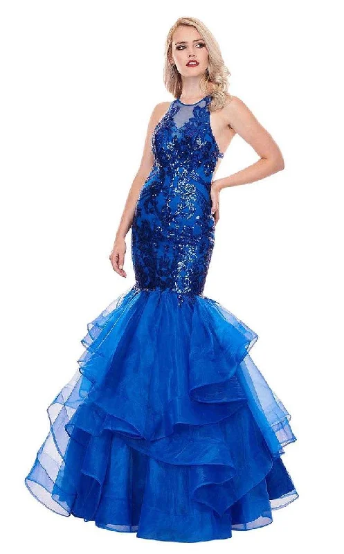 women's casual dressesRachel Allan Prom Long Halter Mermaid Dress 6582