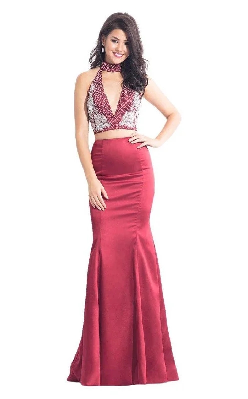 women's luxury dressesRachel Allan Prom Two Piece Long Halter Dress 6030