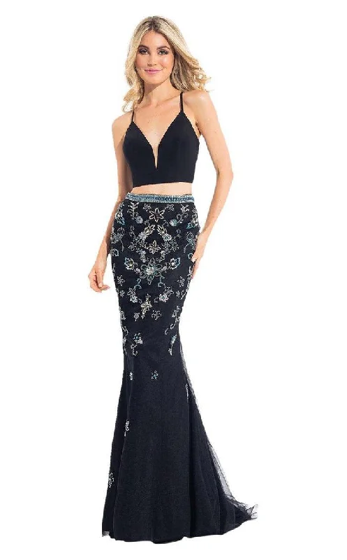 women's vintage dressesRachel Allan Prom Two Piece Floral Beaded Gown 6042