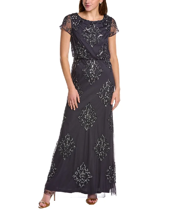 women's short-sleeved dressesAdrianna Papell Embellished Gown