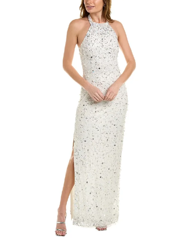 women's stretchy dressesAidan Mattox Halter Beaded Gown