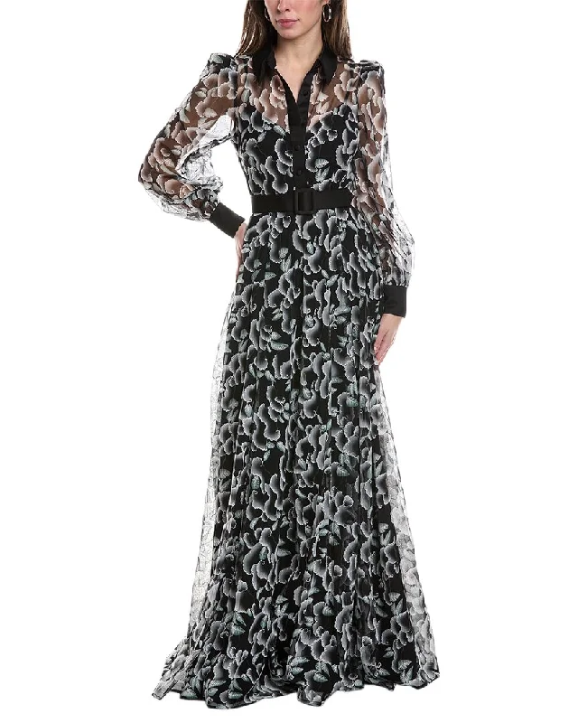 women's wrap dressesBadgley Mischka Cloud Print Gown