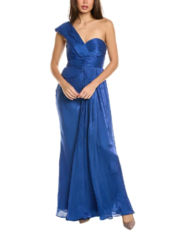 women's minimalist dressesBadgley Mischka Draped One-Shoulder Gown