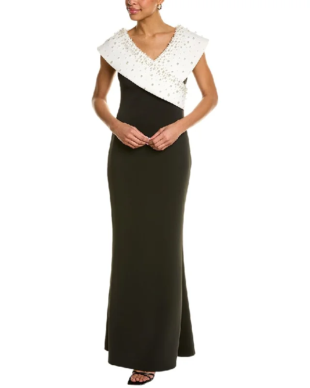 women's stylish dressesBadgley Mischka Portrait Collar Gown