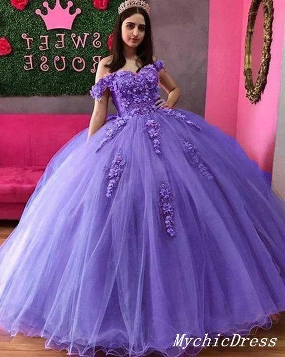 women's lightweight dressesHot Off the Shoulder 2025 Purple Quinceanera Dresses Tulle Ball Gown Sweet 16 Dress