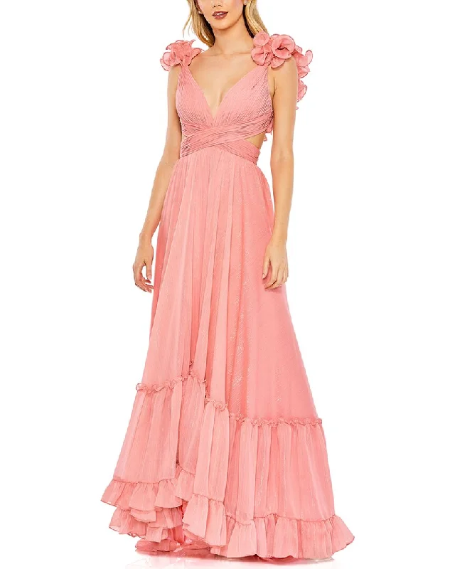 women's bodycon dressesMac Duggal Ruffle Sleeve Sweetheart A-Line Gown