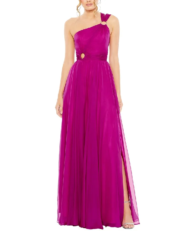 women's cocktail dressesMac Duggal Strappy One-Shoulder A-Line Gown