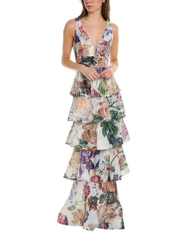 women's lightweight dressesMarchesa Notte Tiered Gown