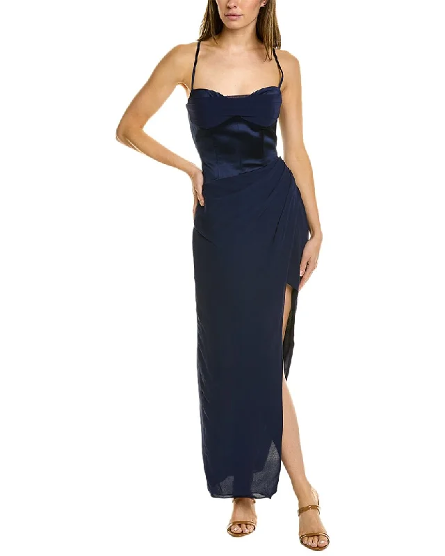 women's flutter-sleeved dressesNicholas Solara Silk-Blend Gown