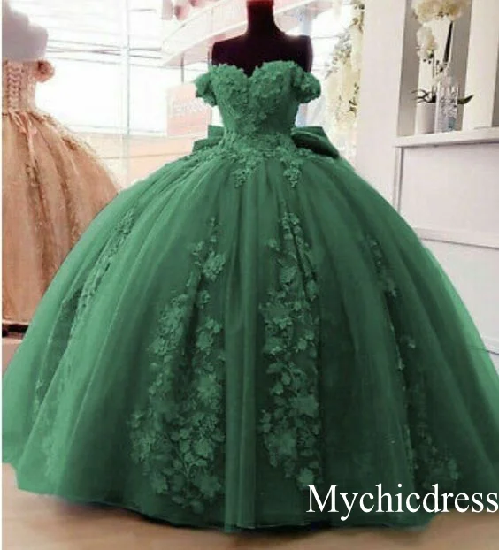 women's maxi dresses2025 Off Shoulder Vintage Quinceanera Dresses 3D Floral Applique Sweet 16 Gowns