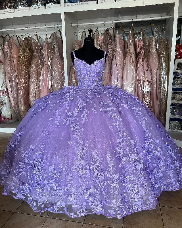 women's ethical fashion dressesPrincess Butterflies Purple Quinceanera Dresses 2025 Sweet 16 Ball Gown