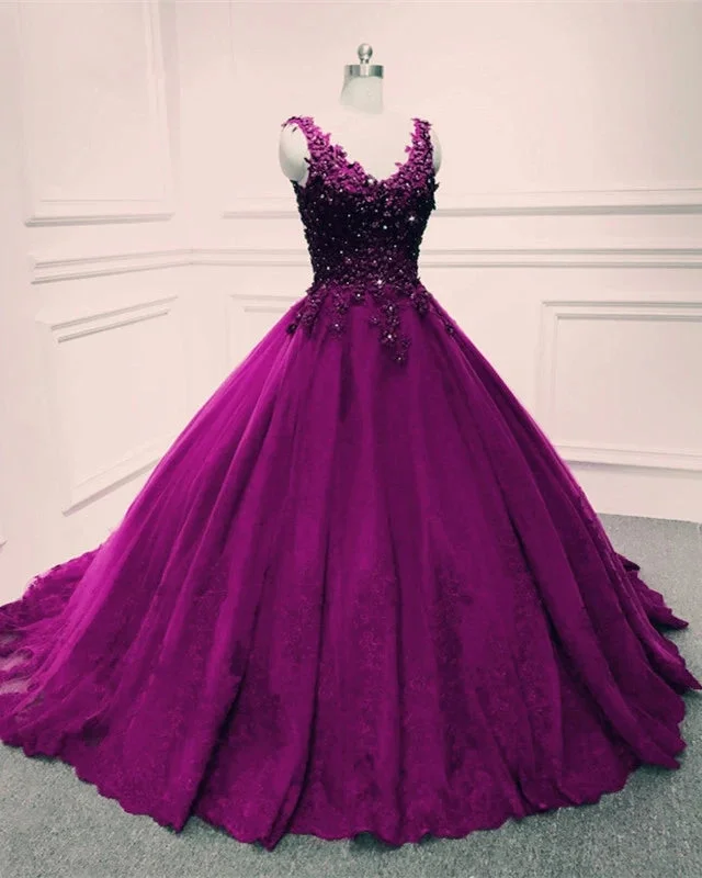 women's shift dressesPurple Ball Gown Quinceanera Dresses Appliques Beaded Sweet 16 Dress