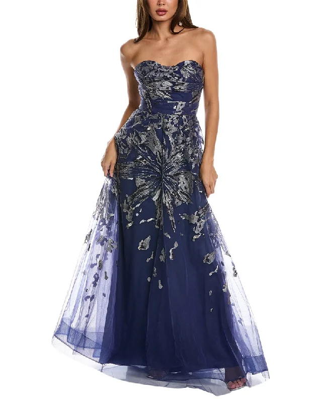 women's fashionable dressesRene Ruiz Embroidered Tulle Gown