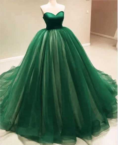 women's statement dressesSexy Green Tulle Sweetheart Ball Gown Quinceanera Dresses Sleeveless