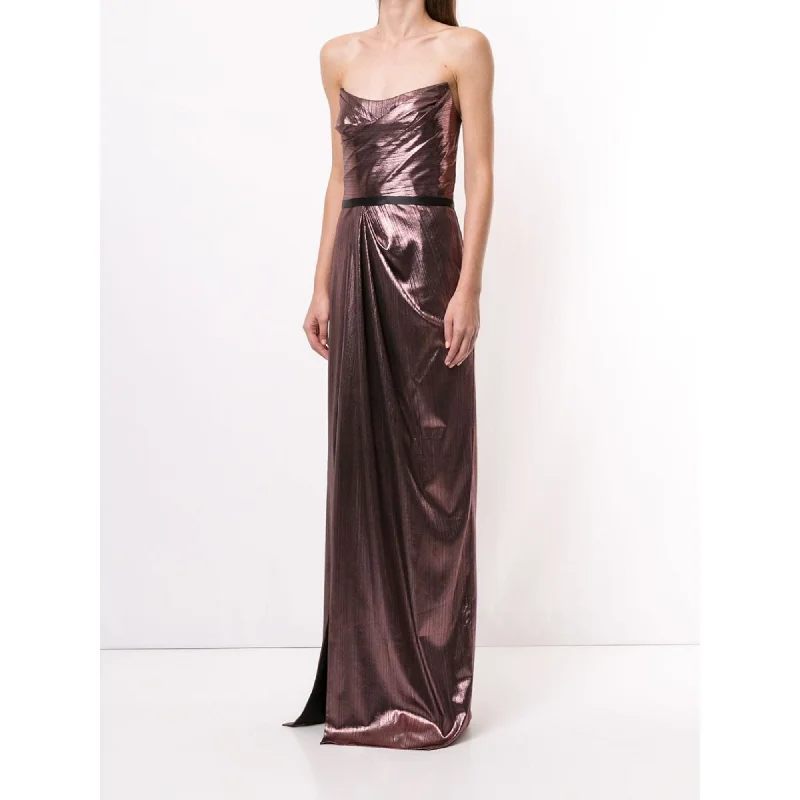 women's midi dressesStrapless Metallic Lame Gown