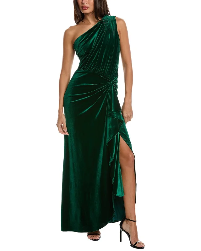 women's versatile dressesTadashi Shoji Velvet One-Shoulder Gown