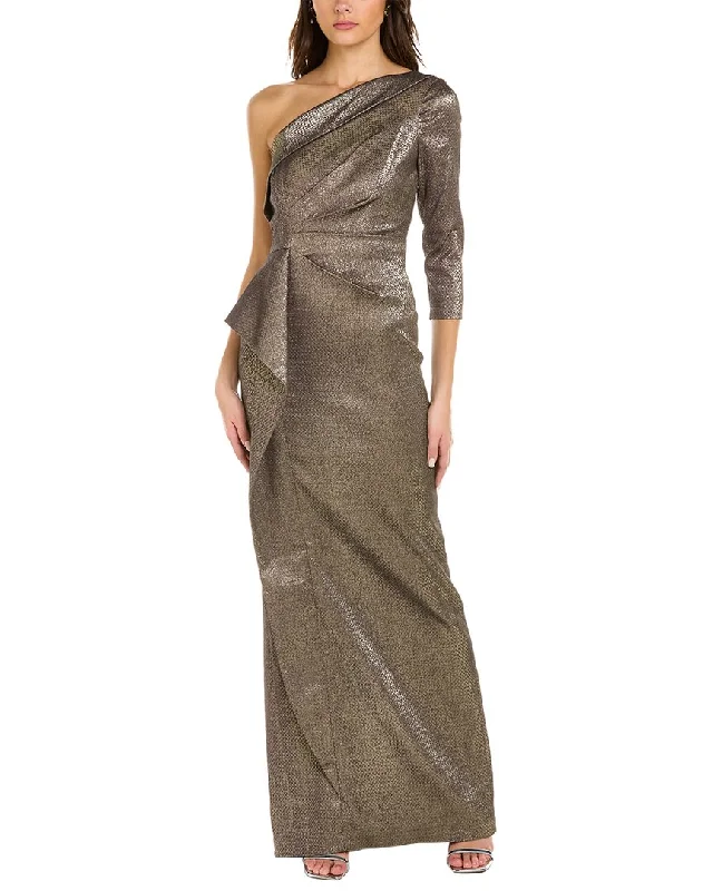 women's bell-sleeved dressesTeri Jon by Rickie Freeman One-Shoulder Column Gown