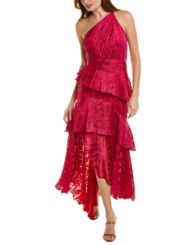 women's cocktail dressesTheia Medora Ruffle High Low Gown